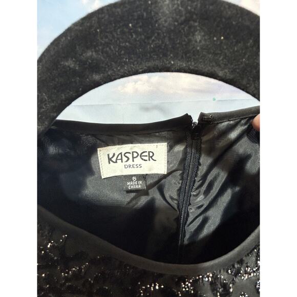 Kasper Dressy Top Black Floral Sparkle Evening Wear Back Zip Women's Size 6 - Picture 5 of 9